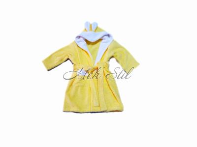 Детска колекция  Бебешки хавлии|Бебешки чаршафи  Детски халат с ушички жълт